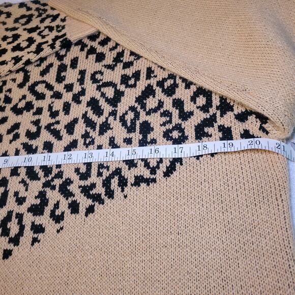 Leopard Print Pullover Round Neck Sweater Women's XL Tan & Black by Misslook - Picture 5 of 6